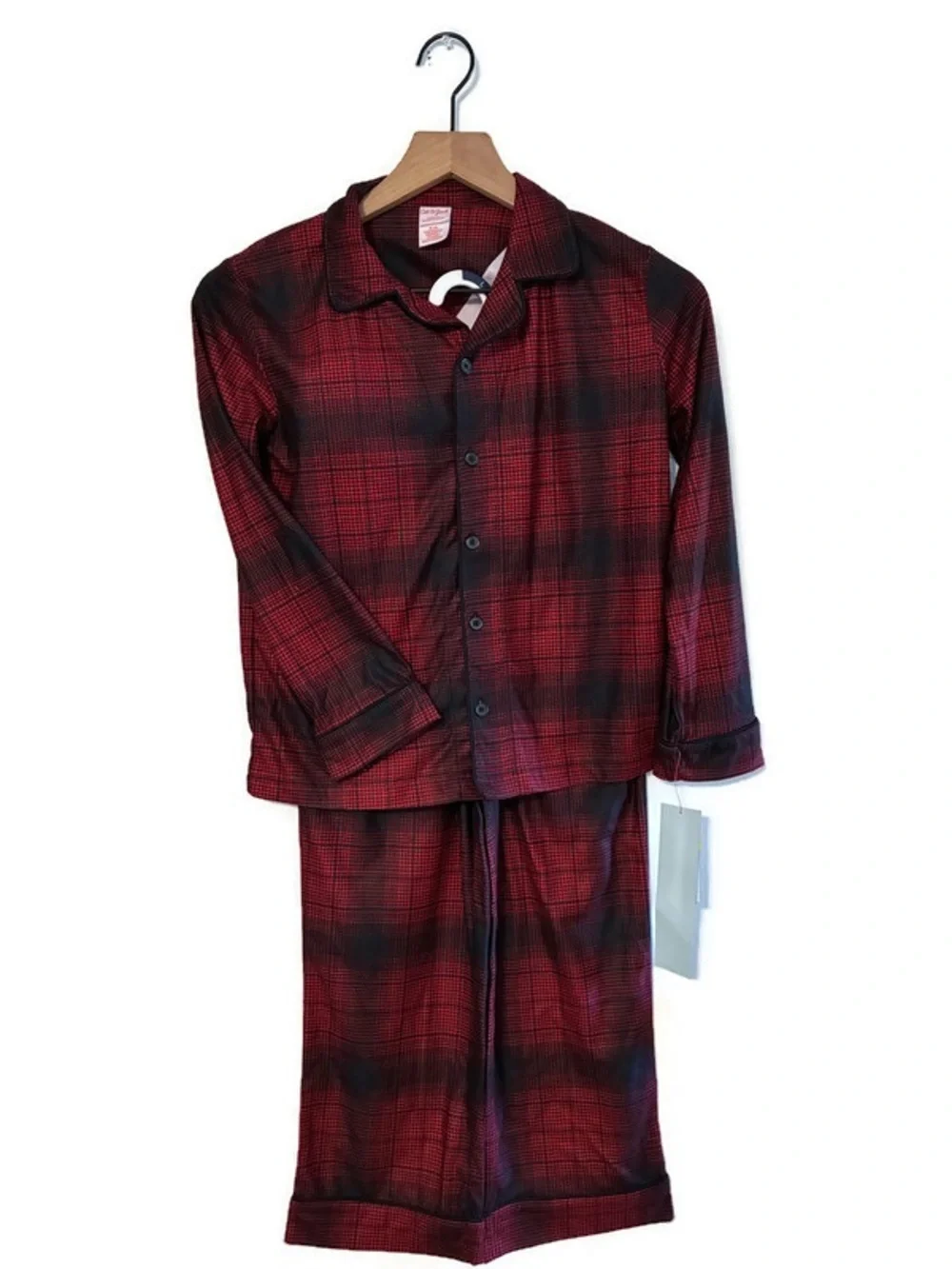NWT Cat & Jack Red Black Plaid Flannel 2 pc Pajama Set Boy’s size XS